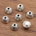 Antiek zilveren legering bloem kraalkappen voor DIY sieraden maken en tussenkralen. - Krulpatroon Halfronde Stijl (5213) / 1 Stuk/Verpakking (7x12mm) / Antiek Zilver