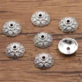 Antiek zilveren bloem kralenkapjes legering afstandhouders voor DIY armband ketting sieraden - Golvende Holle Stijl (5216) / 1 Stuk (4x12mm) / Antiek Zilver