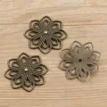 Antik Bronze Blume Verbinder DIY Legierung Schmuck Zubehoer Vintage Handwerk Stuck - Stil 66 Verbinder / 34mm / Antikbronze