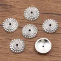 Antiek zilveren bloem kralen kappen legering DIY afstandskralen sieraden accessoires. - Gepunte Holle Schijf Stijl (5219) / 1 Stuk (3x15mm) / Antiek Zilver