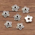 Antiek zilveren bloem tussenkralen legering DIY sieraden maken armband ketting onderdelen - Holle Kraalkap (5223) / 1 Stuk (3*9mm) / Antiek Zilver