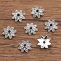 Antiek zilveren bloem kralenkapjes legering DIY sieraden tussenkralen voor kettingen - Hol kraalkapje (5237) / 1 Stuk (2*9mm) / Antiek Zilver