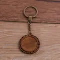 Porte-clés pendentif en bois DIY couleur bronze avec bordure en cœur, accessoire. - Style C / 30mm / Bronze Antique