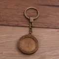 DIY bois lunette porte-clés vierge pendentif bronze rétro anneau de clé fait main accessoire - Style D / 30mm / Bronze Antique