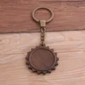 DIY Bois Cadre Pendentif Porte-clés Vintage Bronze Soleil Plateau Accessoire Artisanat - Style en Dentelle Solaire (F) / 30mm / Bronze Antique