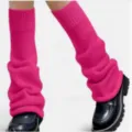 Scaldamuscoli in maglia rosa vivace per donna, calze stile JK giapponese per uso quotidiano. - Taglia unica / Rosa Brillante