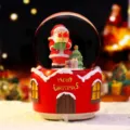 Weihnachtliche Schneekugel Spieluhr mit Weihnachtsmann, leuchtende Zimmerdeko und schöne Schlaflicht. - Groß 100 Schnee+Licht+Musik / Weihnachtsmann mit Geschenk