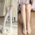 Süße Lolita Samt Strumpfhose für Damen, weiche weiße und nudefarbene Strümpfe für den Alltag. - Einheitsgröße / Weiß & Hautfarben
