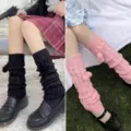 Chauffe-jambes style Lolita japonais tricotés avec pompons mignons, chaussettes JK, rose et noir - Taille unique / Noir & Rose