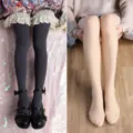 Weiche Samt Strumpfhose für Damen, süße Lolita Stil Strümpfe in Grau und cremeweißem Ton. - Einheitsgröße / Schwarz Und Nude
