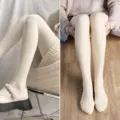 Milchweiße Samt Strumpfhose Lolita cute soft girl süße JK Strumpfhosen für Frauen. - Einheitsgröße / Beige & Hautfarben