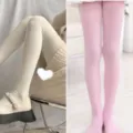 Lolita süße Samt Strumpfhose weich süß JK Mädchen Tanz Grundstrumpfhose weiß und rosa - Einheitsgröße / Creme + Rosa