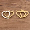 Pendentif double coeur en acier inoxydable émail or accessoire bijoux DIY, variante. - 17x17mm / No.6 Double Cœur Blanc