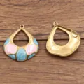 Pendentif goutte émail accessoire bijoux DIY, variante breloque métal goutte d'huile. - 33x37mm / No.7 Goutte d'Eau Rose Bleu
