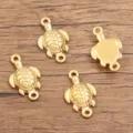 Gold edelstahl meeresschildkröte doppelöse verbinder anhänger für DIY schmuckteile. - Schildkrötenanhänger (955) / 1 Stück (Ca. 12*20mm) / Gold