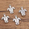 Edelstahl Schildkröten Anhänger DIY Schmuck, süße Meerestiere Charms mit Doppelöse. - Schildkrötenanhänger (956) / 1 Stück (15*22mm) / Stahlfarben