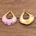 Pendentif goutte émail or en acier inoxydable accessoire de bijoux DIY variante article - 33x37mm / No.7 Goutte d'Eau Rose Violet