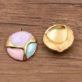 Pendentif rond en acier inoxydable doré émail coloré breloque DIY accessoire bijoux - 23x26mm / No.8 Rond Violet Rose Bleu