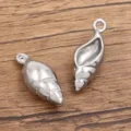 Edelstahl Muschel DIY Anhaenger fuer handgemachte Kette und modische Schmuckherstellung. - Schneckenanhänger (959) / 1 Stück (9*23mm) / Stahlfarben