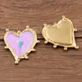 Or acier inoxydable émail coeur pendentif diy bijoux accessoires composants artisanat charmes - Style Cœur N°9 / 35x40mm / Rose