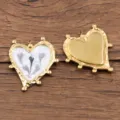 Acier inoxydable or coeur pendentif émail goutte huile fleur DIY bijoux accessoire - Style Cœur N°9 / 35x40mm / Blanc