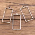 Pendentifs à lunette rectangulaires en acier inoxydable, parfaits pour la bijouterie DIY. - Rectangulaire / Grand 13x27mm (1 Pièce) / Acier