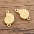 Edelstahl vergoldete Muschel Anhänger Charms für DIY Schmuckherstellung Basteln. - Ammonit/Schneckenanhänger (961) / 1 Stück (10*18mm) / Gold