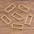 Pendentif rectangulaire en acier inoxydable doré fournitures de bricolage bijoux artisanat - Rectangulaire / Petit 8x18mm (1 Pièce) / Or