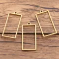 Breloques pendentifs de lunette ouverte rectangulaires en acier inoxydable pour bijoux DIY. - Rectangulaire / Grand 13X27X1.2mm (1 Pièce) / Or