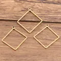 Pendentif lunette losange en acier inoxydable, charm géométrique doré pour fabrication de bijoux. - Carré / Grand 21X21X1.2mm (1 Pièce) / Or