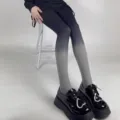 Japanese style gradient pantyhose for women, thin black and grey velvet tights spring autumn. - One Size / Black and Gray