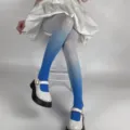 Gradient pantyhose women Japanese JK style blue and white velvet thin tights variant. - One Size / White Blue