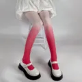 Gradient Pantyhose Women Pink White Tights Japanese JK Sweet Lolita Leggings Stockings - One Size / White Red