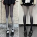 Gradient pantyhose women thin black white JK style velvet tights spring autumn apparel - One Size / Black-Grey & Grey-Black