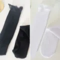 Japanese cute lace ruffle mid-calf socks JK style Lolita princess socks black and white - One Size / Black + White