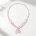 Close-up detail view of the cute gradient mermaid tail pendant and colorful beaded necklace. - 1 Piece/Pack / Clear Bag Packaging / Pink