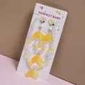 Children mermaid tail beaded necklace bracelet clip-on earrings ring set cute princess jewelry - Gradient Yellow 5-Piece Set (Cardboard Packaging)