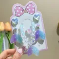 Kids cute mermaid tail jewelry set, featuring clip-on earrings, beaded bracelet, and ring. - Gradient Blue and Purple 4-Piece Set (With Card)