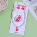 Kids pearl necklace set cute cartoon pink rabbit earrings bracelet sweet princess jewelry gift - Rabbit Style 5-Piece Set (Cardboard Pack)