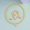 Kids yellow faux pearl jewelry set with cute pineapple charms, necklace bracelet ring earrings. - Pineapple 5-Piece Set (Transparent Bag Pack)