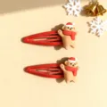 Cute Christmas hair clips for kids, featuring red teardrop clips and adorable bear charms with hats. - 1 Bear Hair Clip (Transparent Bag)