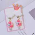 Kids cute cloud balloon clip earrings sweet princess style non pierced ear jewelry detail - White Cloud Pink Blue Balloon