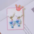Cute cloud and heart balloon clip-on earrings for kids sweet style jewelry sweet princess. - White Cloud Blue Balloon