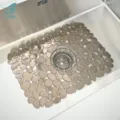 Transparent grey pebble silicone kitchen sink mat anti-slip drain pad for tableware protection - 2 Pieces/Set / Transparent Grey