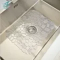 Transparent pebble silicone kitchen sink mat, non-slip dish drying protector pad. - 2 Pieces/Set / Clear
