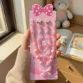 Kids pink pearl beaded jewelry set cute bow necklace bracelet rings earrings accessory - Butterfly 5-Piece Set / Backing Card Included / Pink