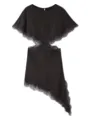 Détail de robe noire avec bordure en dentelle délicate, découpe et ourlet asymétrique. - XS / Brun Foncé