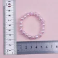 Children pink beaded bracelet sweet cute princess jewelry gift 8mm beads 16cm length - Light Pink