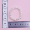White 8mm beaded bracelet for kids, 16cm circumference sweet cute jewelry gift for girls. - White