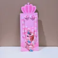 Kids mermaid beaded necklace bracelet set cute pink princess cartoon jewelry for little girls - Mermaid 5-Piece Set / Blister Card / Pink